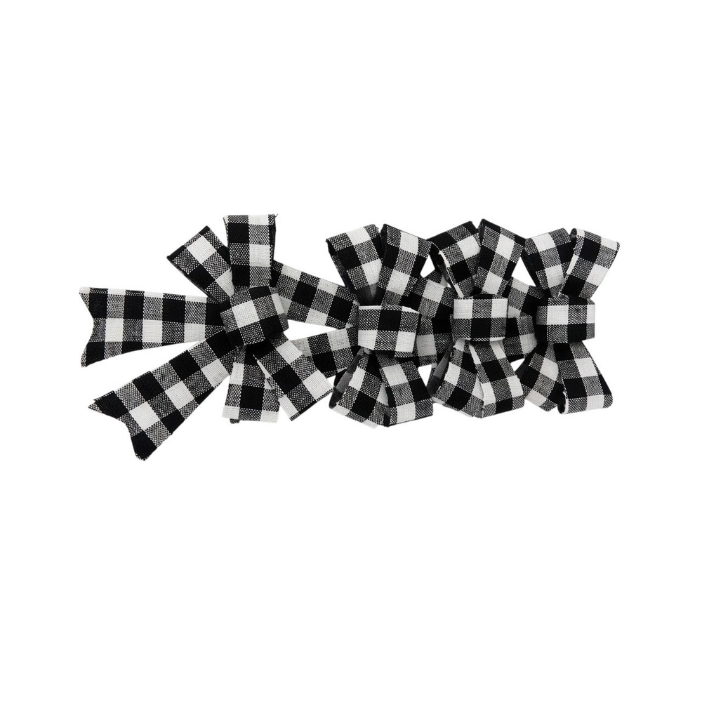 Winter Wonder Lane Decorative Bows Unisex OS Black White Buffalo Plaid 4 Pack